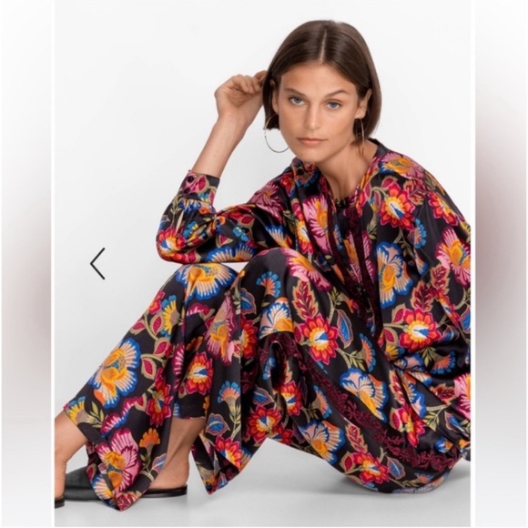 Johnny Was Vibrant Floral Wide Leg Pants - Picture 2 of 6